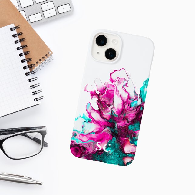 Monogram Ursprüngliche farbenfrohe rosa Marmormor  Case-Mate iPhone Hülle (Von Creator hochgeladen)