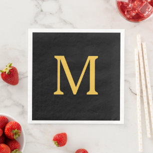 Monogram Ursprünglicher Goldener Goldener Schwarze Serviette