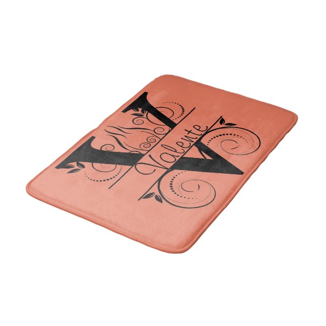 Monogram V Initial Bath, Kitchen Mat Choose Color Badematte (Schrägansicht)