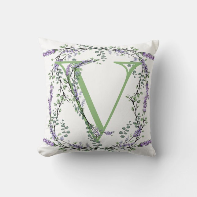 Monogram V Lavendel Eucalyptus Kissen (Vorderseite)