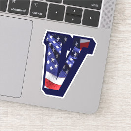 Monogram V USA Flag Schriftart Aufkleber