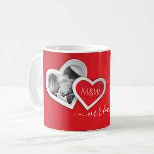 Monogram Valentine Paper Cutout trägt Ihr Foto Kaffeetasse
