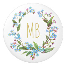 Monogram Vergiss-Me-Not Wreath Blue Flowers Niedli