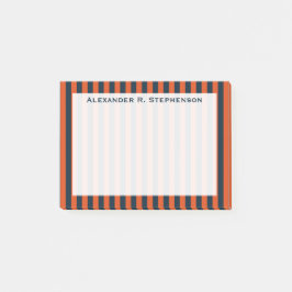 Monogram Vertikales Navy Blue und Orange Strip Post-it Klebezettel