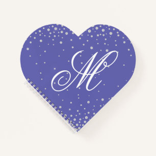 Monogram Very Peri Lila Diamonds Personalisiert Notizbuch