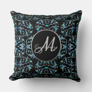 Monogram Verziert Blue Pearl Floral Throw Kissen