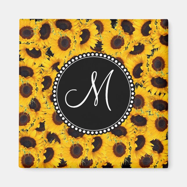 Monogram Vibranly Beautiful Sunflowers Magnet (Vorne)