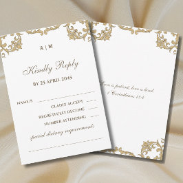 Monogram Victorian Christian Wedding RSVP Card Karte