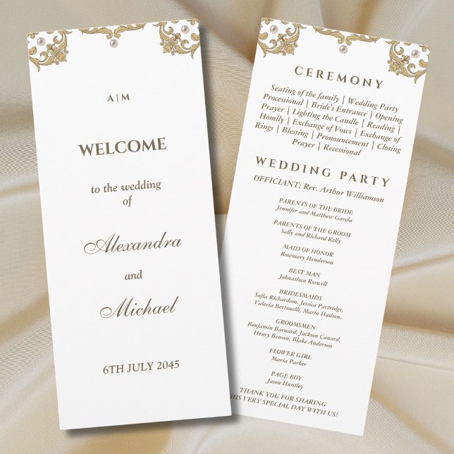 Monogram Viktorianisch Pearl Vintage Wedding Progr Programm (Von Creator hochgeladen)