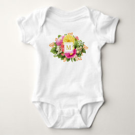 Monogram Vintag Asters Hot Pink Jersey Bodysuit Baby Strampler