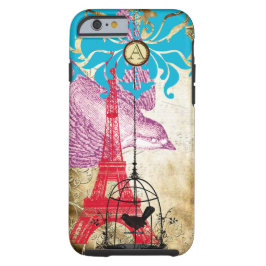 Monogram Vintag Bird Effiel Tower Damask iPhone iPhone 16 Plus Hülle