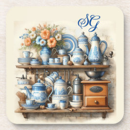 Monogram Vintag Blue Kitchen Getränkeuntersetzer