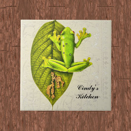 Monogram Vintag Bright Green Gliding Tree Frog Fliese