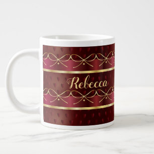 Monogram Vintag Burgundy Color Luxury Muster Jumbo-Tasse