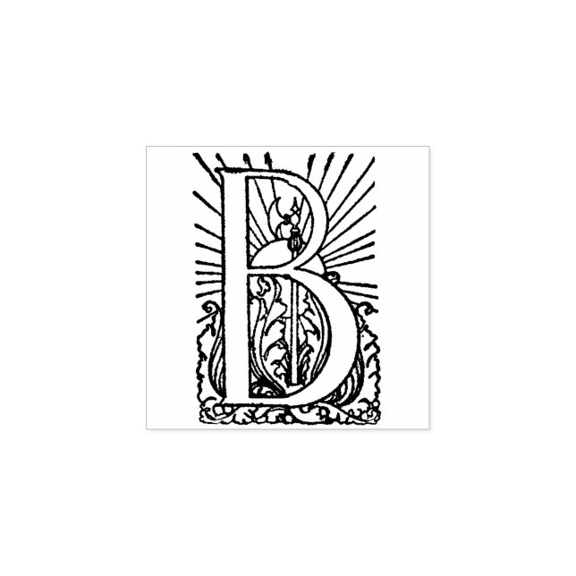 Monogram Vintag dekorativer Anfangsbuchstabe B Gummistempel (Prägung)