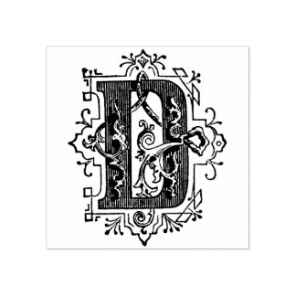 Monogram Vintag dekorativer Anfangsbuchstabe D Gummistempel