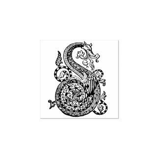 Monogram Vintag dekorativer Letter S Dragon Gummistempel