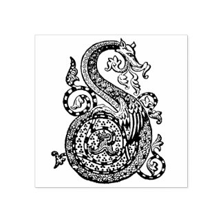 Monogram Vintag dekorativer Letter S Dragon Gummistempel