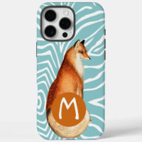 Monogram Vintag Fox Art ZebraPattern iPhone