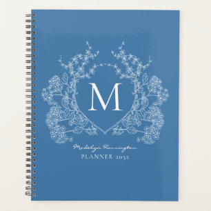 Monogram Vintag French Blue Vintag Floral Wappen Planer