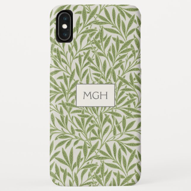 Monogram Vintag Green Willow Blätter Case-Mate iPhone Hülle (Rückseite)