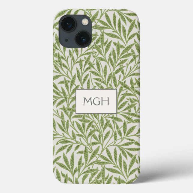 Monogram Vintag Green Willow Blätter Case-Mate iPhone Hülle (Rückseite)