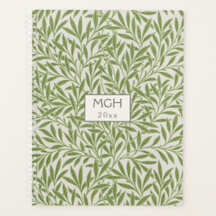 Monogram Vintag Green Willow Blätter Planer