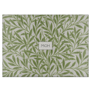 Monogram Vintag Green Willow Blätter Schneidebrett
