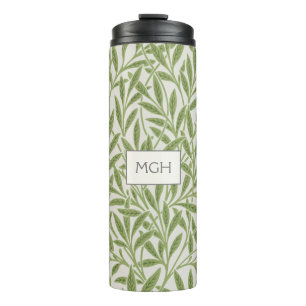 Monogram Vintag Green Willow Blätter Thermosbecher