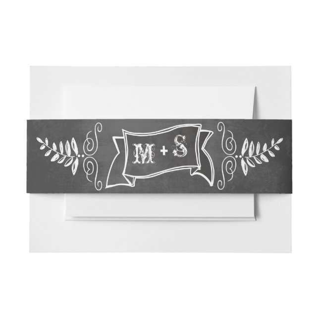 Monogram Vintag Modern Chalkboard Einladungsbanderole (Vorderseite Beispiel)