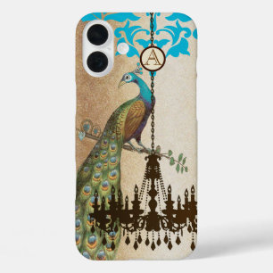 Monogram Vintag Peacock Khandelier Damask iPhone 16 Plus Hülle