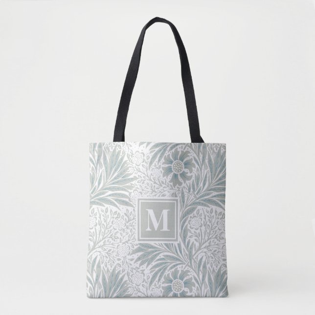 Monogram Vintag Taupe Floral Muster (Vorderseite)