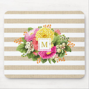Monogram Vintage Astern Hot Pink Shabby Mauspad