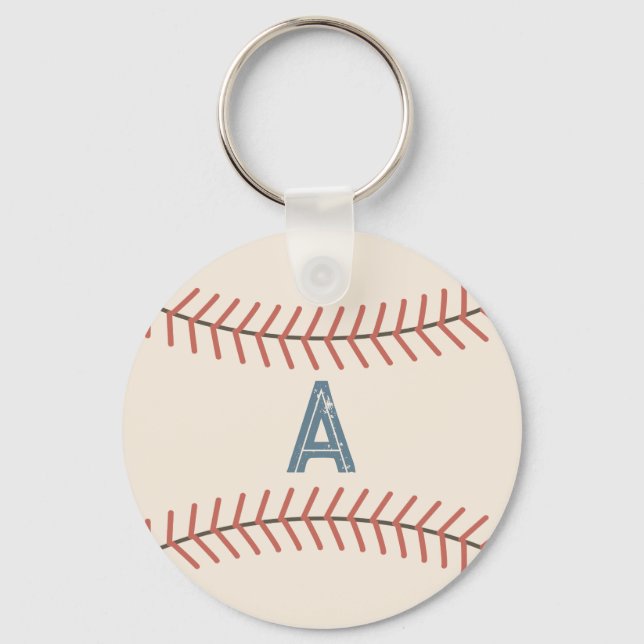 Monogram Vintage Baseball Keychain Gift Schlüsselanhänger (Vorderseite)