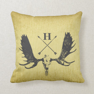 Monogram Vintage Boho auf falschem zerdrücktem gol Kissen