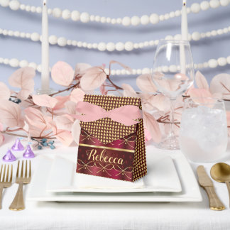 Monogram Vintage Burgunderrot Dekor Luxus Gold Geschenkschachtel