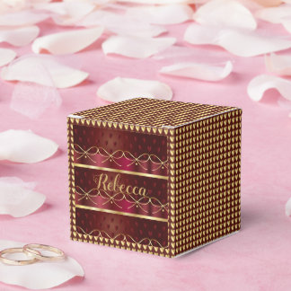 Monogram Vintage Burgundy Color Luxury Gold Decor Geschenkschachtel