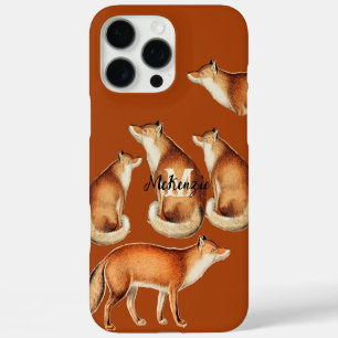 Monogram Vintage Fuchs Kunst Limette Holz Muster i iPhone 16 Pro Max Hülle