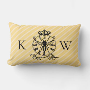 Monogram Vintage Queen Bee Uhr Wurfkissen Lendenkissen