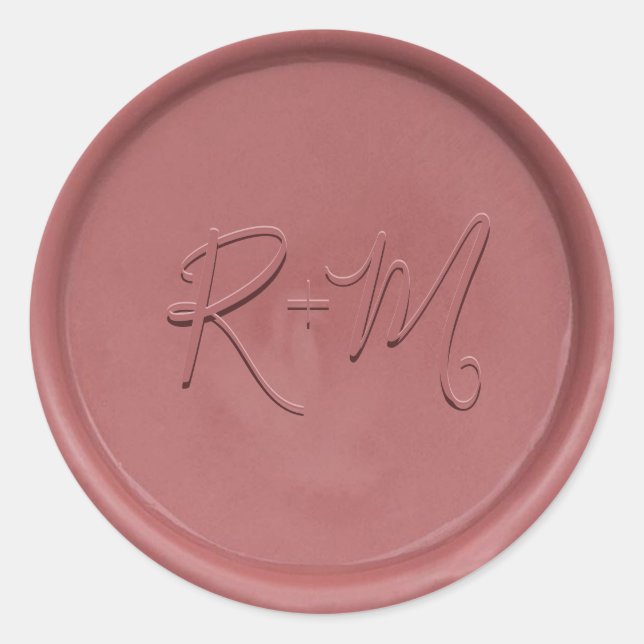Monogram Vintage Rose Wax Siegel Sticker (Vorderseite)