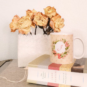 Monogram Vintage Tapete Floral Wreath-Tasse Kaffeetasse