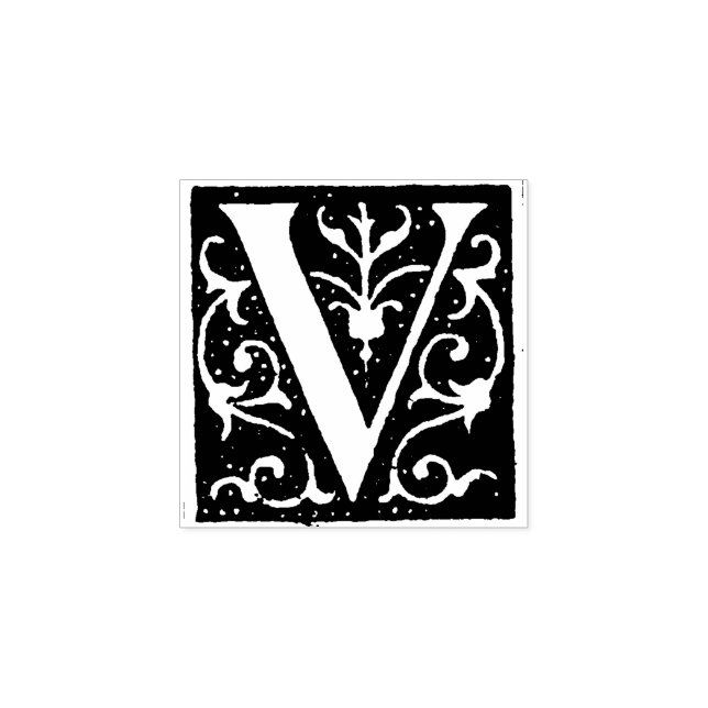 Monogram Vintager Zierbrief V Gummistempel (Prägung)