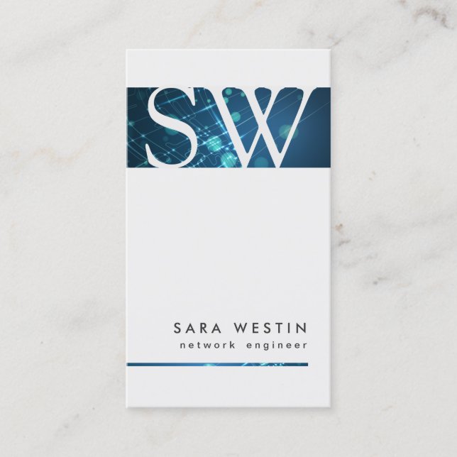 Monogram-Visitenkarte des Netzwerkingenieurs Visitenkarte (Vorderseite)