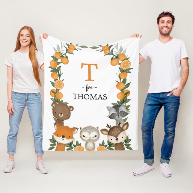 Monogram von Citrus Orange Woodland Greeneréeneral Fleecedecke (Beispiel)