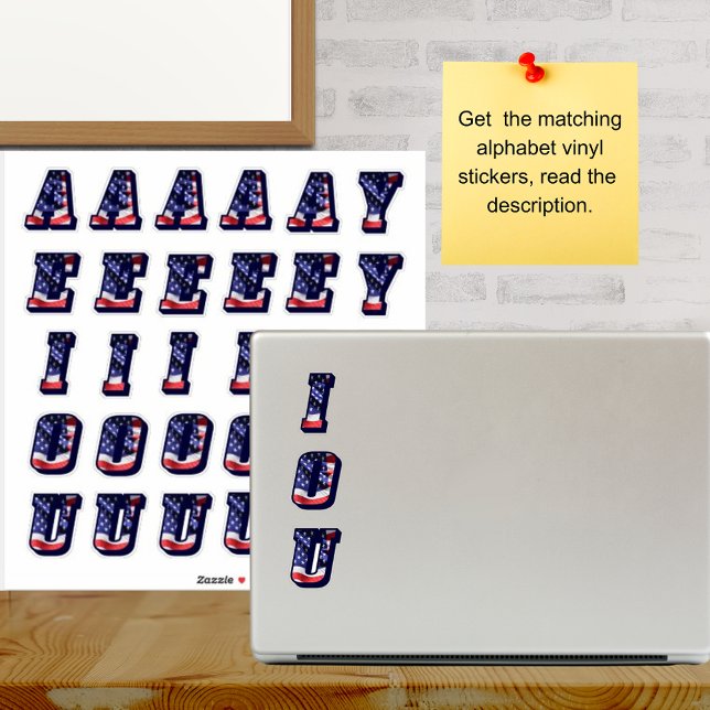 Monogram Vowels American Flag USA Letters Initials Aufkleber (Monogram Vowels American Flag USA Letters Initials Stickers)