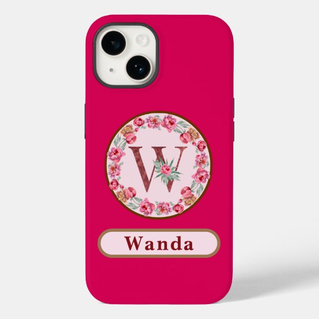 Monogram W Floral Customized Case Mate iPhone Case (Rückseite)