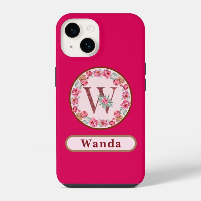 Monogram W Floral Customized Case Mate iPhone Case Hülle (Rückseite)