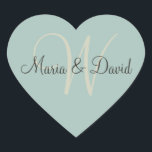 Monogram-W-Heart-Aufkleber | UMSCHLAG AUFKLEBER<br><div class="desc">Monogram-W-Heart-Aufkleber | Umschlag Aufkleber Patina Grün Herz mit Elfenbeinfarbenmonogramm und Schokoladenbraun Namenstext. Perfekt für den Rücken Ihrer Hochzeitseinladung Umschläge oder den Verkauf der Datums-Umschläge. Sie können sie auch auf die Rückseite des Dankes Karten Umschläge und stecken sie auf Geschenke für Ferien und besondere Anlass. Diese Herzklopfen sind vollständig anpassbar, indem...</div>