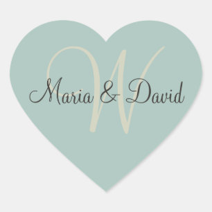 Monogram-W-Heart-Aufkleber   UMSCHLAG AUFKLEBER