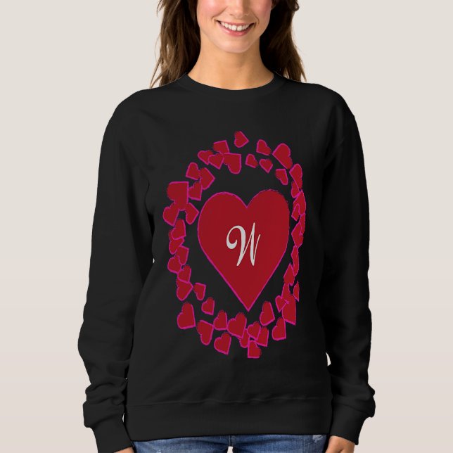 Monogram W  Heart Wreath Shape Sweatshirt (Vorderseite)